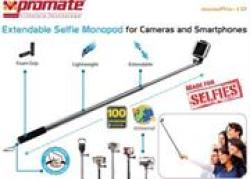 Promate Monopro-10 Extendable Selfie Monopod For Cameras And Smartphones In Grey