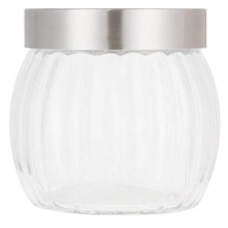 Clicks Ribbed Glass Canister Silver