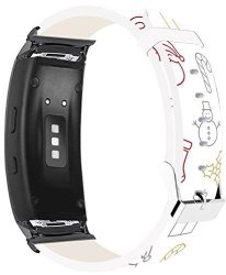 Galaxy Gear FIT2 Pro Bands Leather Replacement Strap For Samsung Galaxy Gear Fit 2 FIT2 Pro Straps Black Connectors + Christmas Printing Theme Design Reindeer Snowman Candle