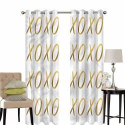 Aishare Store Blackout Curtain Panels Xo Affection Sincere Love Retro Blackout Drapes For Kids Room W108 X L97 Inch