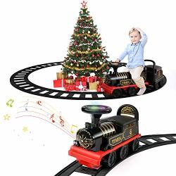 Temi Ride On Train With Track Electric Ride On Toy W Lights & Sounds Storage Seat Train Toy Ride For Kids Birthday Gift Riding