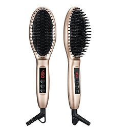 Ellesye Hair Straightening Brush Thermo Hair Straightener Brush Professional Straightening Comb With Anion Hair Care Adjustable Temperature Auto Lock Anti Scald