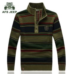 Afs Jeep Men's Casual Brand Winter Warm Good Quality 100% Cotton Thick Sweater - Army Green Xl