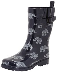 Capelli New York Ladies Elephant Parade Printed Rain Boots Navy Combo 9