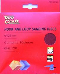 Tork Craft Sanding Disc Velcro 125MM No Hole 120 Grit 10 PACK