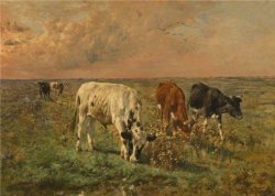 CaylayBrady Oil Painting 'cows In A Pasture By Alfred Verwee' Printing On Polyster Canvas 12X17 Inch 30X43 Cm The Best Gym Decoration And Home