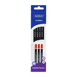 Marlin Graphite Pencils 3H End Dipped Pencil Black Barrel 12'S Pack Of 6