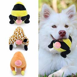 Frankiezhou Dog Squeaky Toys Stuffed Plush Pets Toys Funny Bums Animals Assortment Soft Cozy Cuddling Dog TOYS-3 Packs