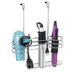 Mdesign Bathroom Over The Door Hair Tools Organizer For Straightener Curling Iron Brushes Chrome