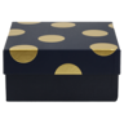 Navy Blue & Gold Polka Dot Small Foil Gift Box