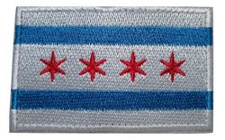 City Of Chicago Windy City Flag Embroidered Velcro Patch By Trendyluz