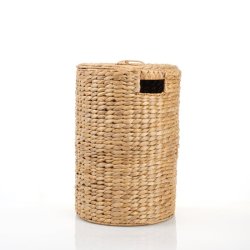 Round Hyacinth Laundry Basket With Lid - Medium - 30.2 W X40.6 H Cm