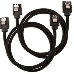 CC-8900252 Premium Sleeved Sata Cable 0.6M Black