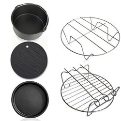 Air Fryer Accessories 6pcs for Gowise Phillips and Cozyna or More Brand fit all 3.7QT 5.3QT 5.8QT with 7 Inch Diameter by KINDEN 