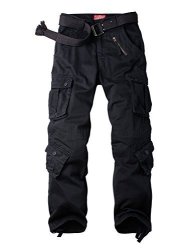 Auszoslt Women's Casual Loose Fit With 8 Pockets Cargo Pants Plus Size Camouflage Work Pantss Black S