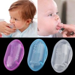 1pc Soft Silicone Finger Toothbrush For Babies - White