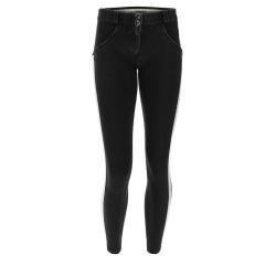 Freddy Ankle-length Wr.up Shaping Jeans With Micro Rhinestone Lateral Bands - Black 2XS