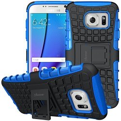 Ykooe Galaxy S7 Edge Case Tpu Kickstand Protection Case For Samsung Galaxy S7 Edge Heavy Duty Protective Cover Dual Layer Shockproof - Blue