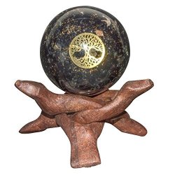 Crocon Gemstone Orgone Sphere Ball With Tree Of Life Symbol For Reiki Healing Chakra Balancing Energy Generator Emf Protection Good Luck Prosperity Meditation Spiritual
