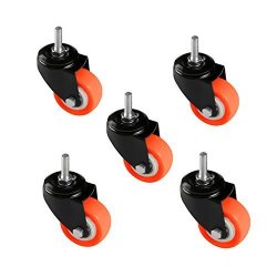 5/16 Heavy Duty Wheels with Threaded Stem M8 Safe for Hardwood Carpet Tile Floors 2 inch Orange Set of 5 8T8 Replacement 2 Wheel Casters for Office Chair 