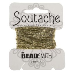 Beadsmith Textured Metallic Soutache Braided Cord 3MM - Gold black 3 Yards