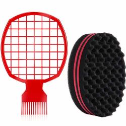 2 Pieces Afro Twist Hair Comb With Twist Wave Barber Tool Twist Brush Curl Comb Twist Hair Sponge Twist Wave Curl Brush Comb Twist