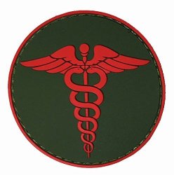 2.5" Pvc Caduceus Patch - Red On Od Green