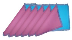 Blue & Purple Lushome Cotton Reversible Fringes Table Placemats Set Of 6 LH-TM2C