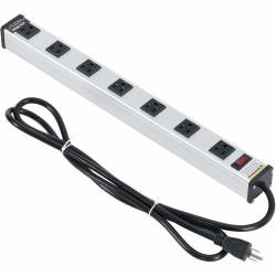 Global 19-IN. 7 Outlet Aluminum Power Strip With 6-FT Cord Etl cetl