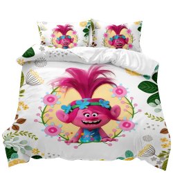 Trolls Queen Poppy 3D Printed Double Bed Duvet Cover Set