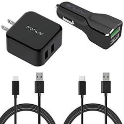 3-IN-1 Adaptive Fast Home Car Charger 6FT Long USB Cable Type-c Usb-c Wire Black For LG G5 G6 G7 Thinq Stylo 4 V20 V30