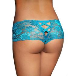 Sexy Women Double Lace Briefs Lingerie Knickers Panties Underwear - Blue