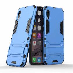 Compatible Huawei Y6 Pro 2019 Case Zcheng 2 In 1 Iron Man Double Mix Case Heavy Armor Hard Case Back Cover With Stand For Huawei Y6 Pro 2019 Blue