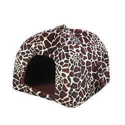 Comfy Strawberry Pet Igloo Dog Cat House Kennel Doggy Fashion Cushion Basket Leopard S
