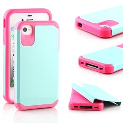 Iphone 4 Case Iphone 4S Case Ranz Hard Impact Dual Layer Shockproof Bumper Case For Apple Iphone 4 4S -pink Milk Green