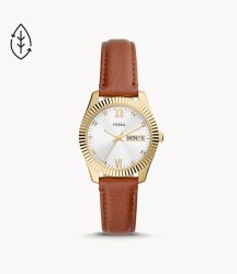 Fossil Scarlette Three-hand Day-date Tan Eco Leather Women's Watch ES5184