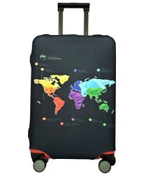 Spandex Luggage Cover For Travel- Hojax Suitcase Cover Protector For Rimova Delsey Fit 29-32 Inch Luggage Map XL
