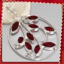 One Of A Kind Natural Mozambique Garnet Gemstone .925 Silver Pendant