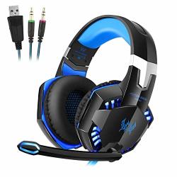 Stereo Gaming Headset Surround Sound Gaming Over-ear Headphones With Microphone LED Lights Blue For Best Gift