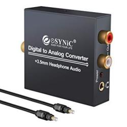 Esynic Dac Digital To Analog Audio Converter Digital Optical Spdif Coaxial To Analog L r Rca Converter Toslink To 3.5MM Jack Audio Adapter With 1M