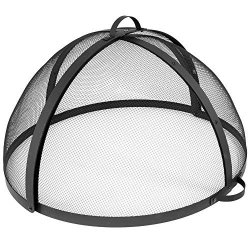 Sunnydaze Easy-opening Fire Pit Spark Screen Cover Accessory - Outdoor Backyard Heavy-duty Round Firepit Ember Arrester Lid With Hinged Door - 40 Inch