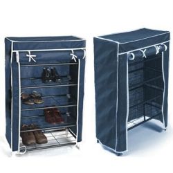 4 Layer Shoe Rack Cabinet With Material Wardrobe Cover
