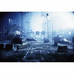 Dashan 10X8FT Destroyed City Backdrop Abandoned City Ruin Background For Halloween Disaster Theme Party Decor Collapsed Buildings Armageddon Natural Disaster Destruction Kid Adult Photo