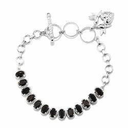 Shop Lc Delivering Joy Platinum Plated Oval Shungite Copper Bracelet Jewelry For Women Gift Size 6.5" Ct 2.9