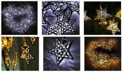 12 Led Solar Powered Stars String Fairy Lights Christmas Decor-metal Star