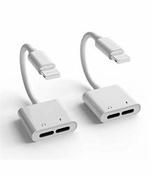 2PACK Apple Mfi Certified Headphones Jack Adapter For Charging Iphone 7 8PLUS X XR XS SE 11 12 PRO MAX IPAD Dongle Converter Charger Accessories Cables Audio Connector Earphone Dual Lightning Splitter