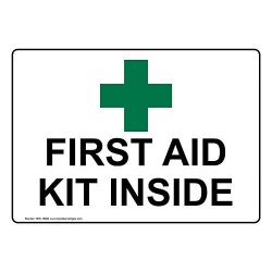 First Aid Kit Inside Label Decal 5X3.5 In. 4-PACK Vinyl For Emergency Response By Compliancesigns