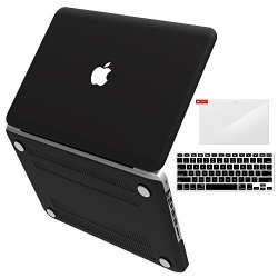Ibenzer Basic Soft-touch Series Plastic Hard Case Keyboard Cover Screen Protector For Apple Macbook Pro 13-INCH 13 With Cd-rom A1278 Previous Generation Black