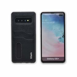 Xjade Leather Wallet Case For Samsung S10 Plus Midnight Black