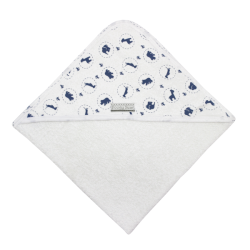 Poogy Bear Hooded Towel Safari Print Blue
